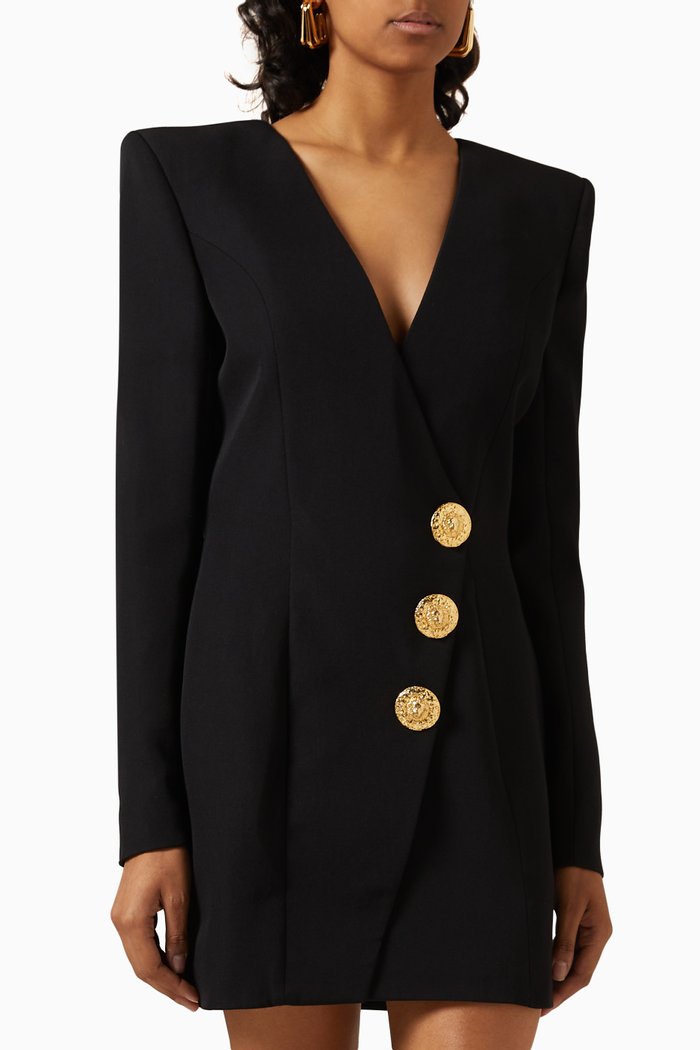 

Mini Wrap Dress in Wool, Black