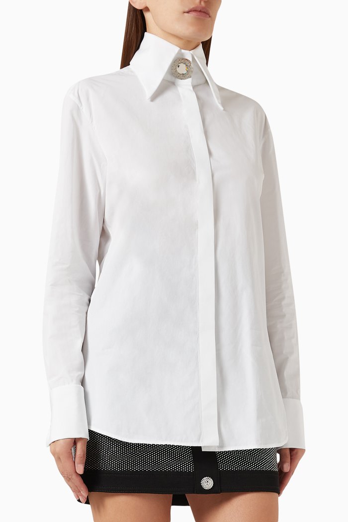 

Jewel Crystal Shirt in Cotton-poplin, White