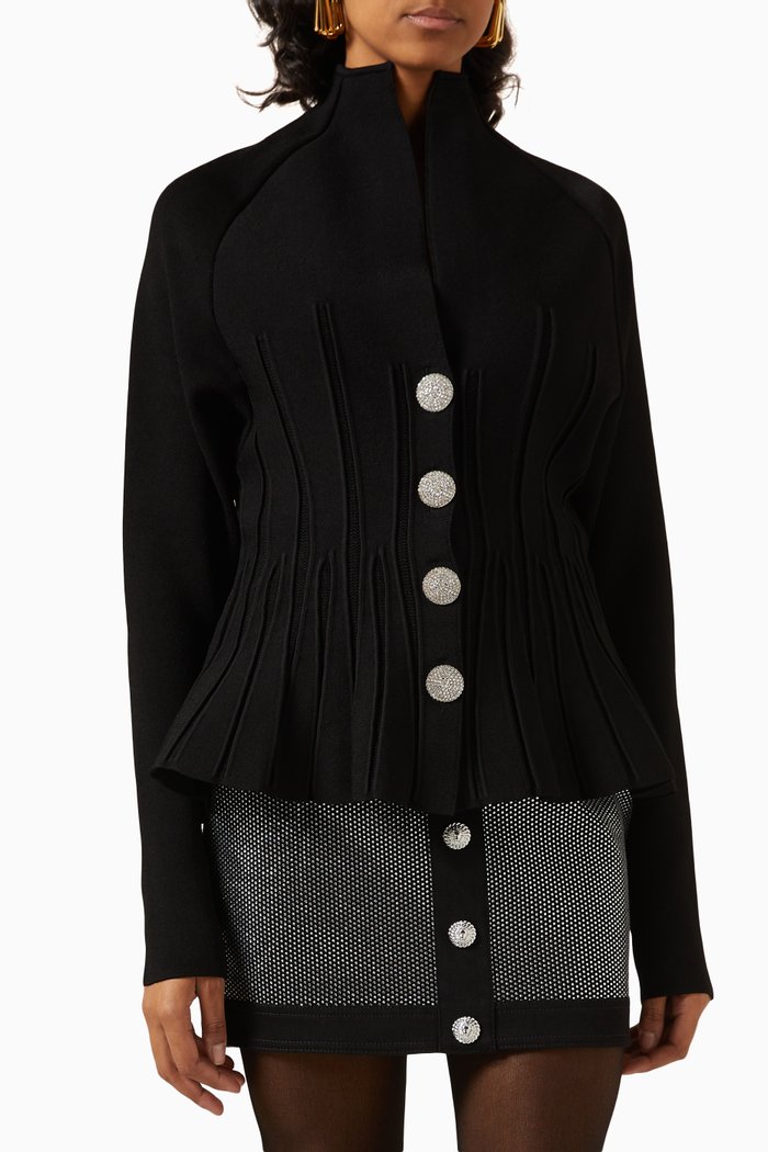 

Peplum Cardigan in Ribbed-knit, Multicolour