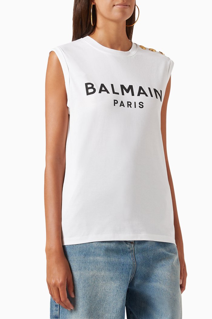

Button Logo Tank Top in Jersey, Multicolour