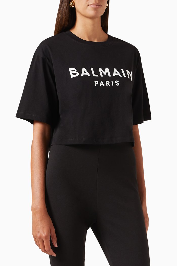 

Logo Crop T-shirt in Jersey, Black