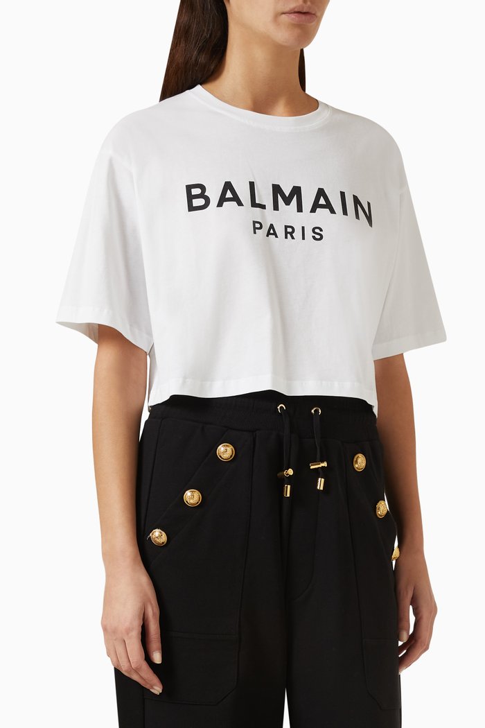 Logo Crop T-shirt in Jersey, White