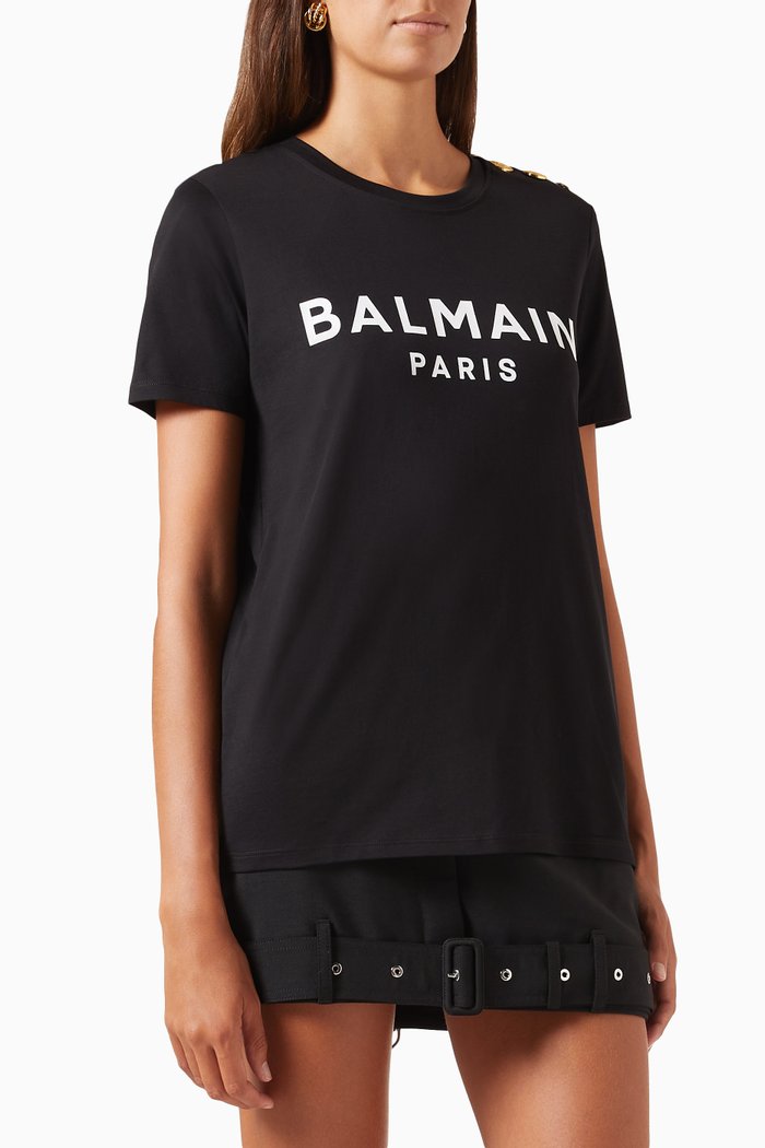 

Button Logo T-shirt in Jersey, Black