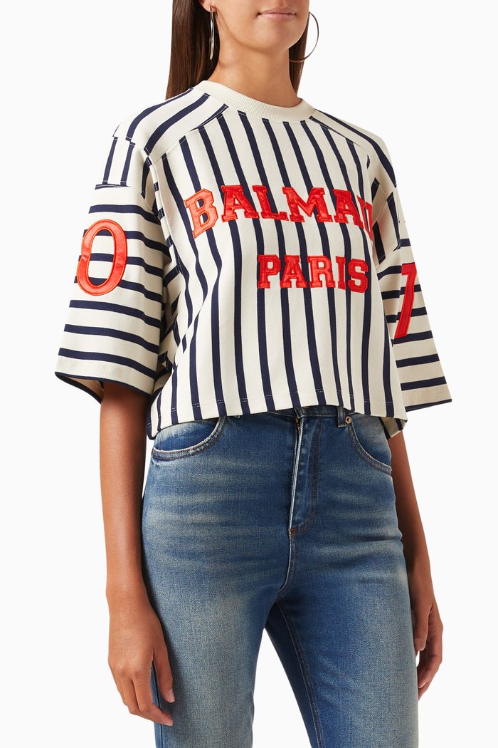 

Baseball Cropped T-shirt in Jersey, Multicolour