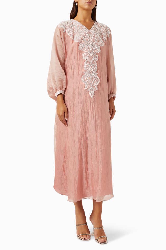 

Embroidered Kaftan in Crushed Organza, Orange