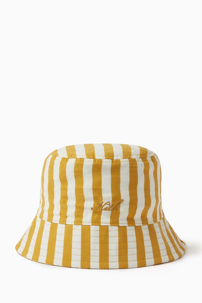 

Striped Bucket Hat in Cupro-blend, Neutral