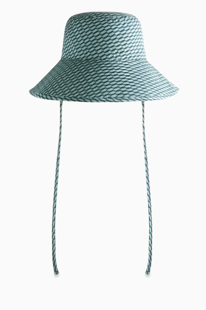 

Senara Monogram Sun Hat in Silk-blend, Green