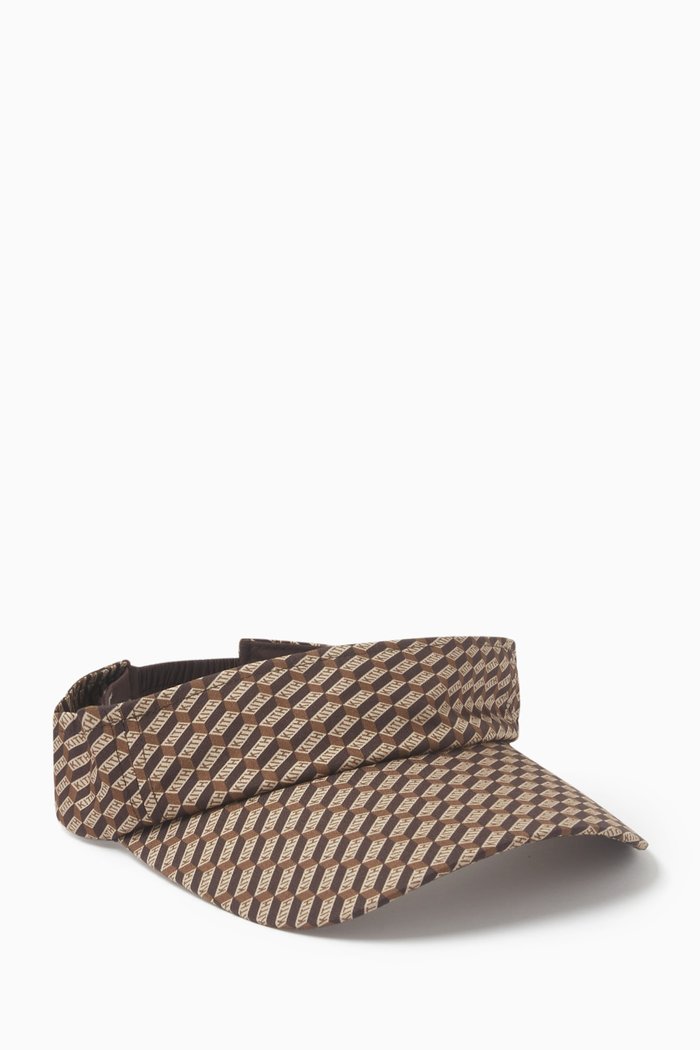 

Nilo Monogram Visor Hat in Silk-blend, Brown