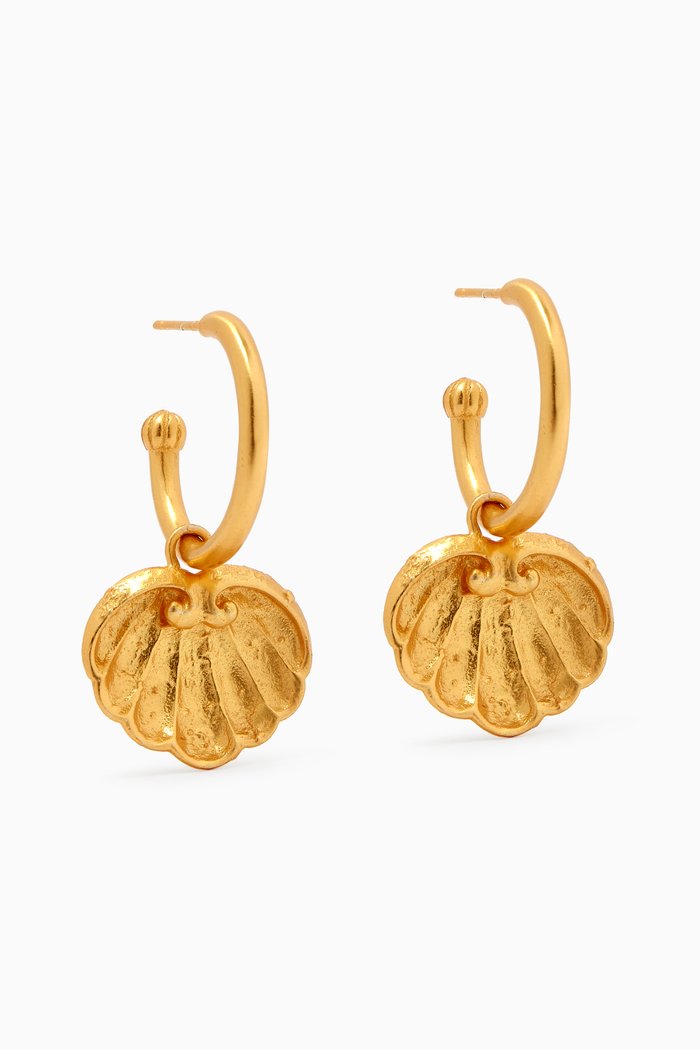 

Rococo Shell Earrings in 24kt Gold-plated Brass