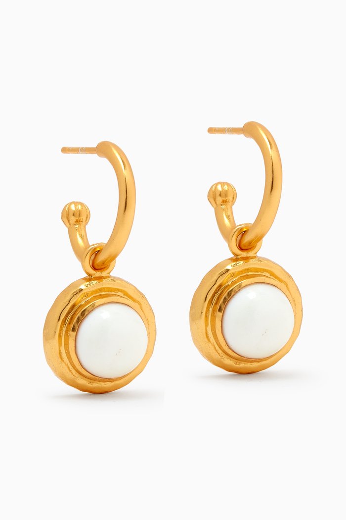 

Kameo Hoop Earrings in 24kt Gold-plated Brass, White