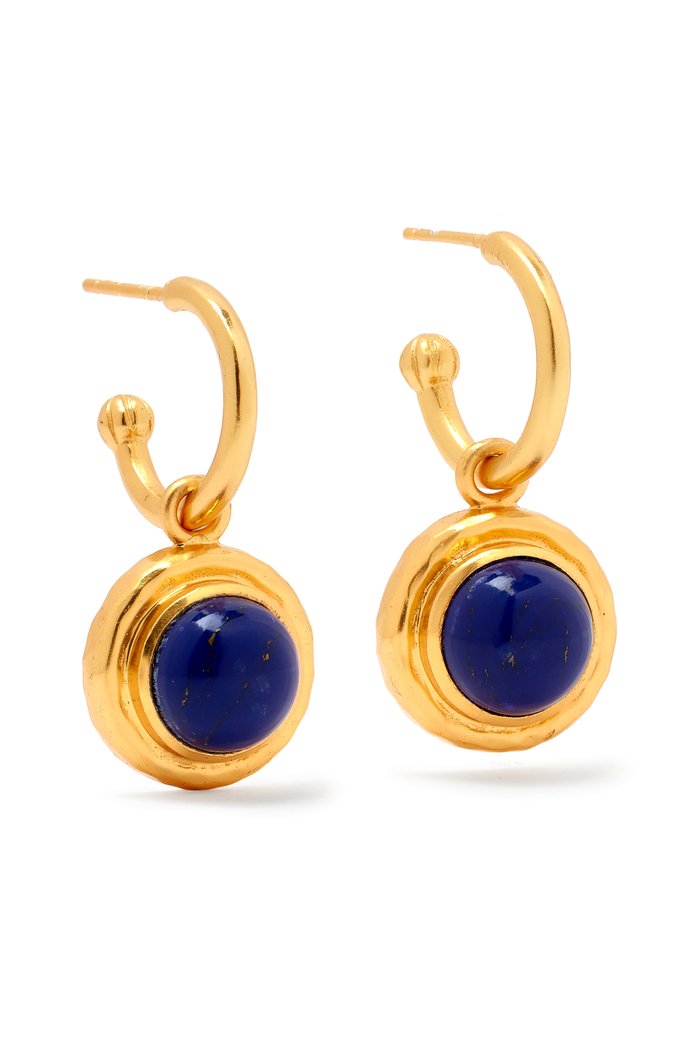 

Kameo Hoop Earrings in 24kt Gold-plated Brass, Blue