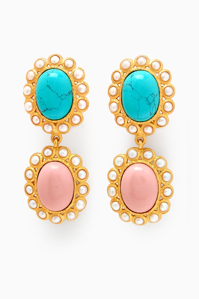 

Ada Clip-on Earrings in 24kt Gold-plated Brass, Multicolour