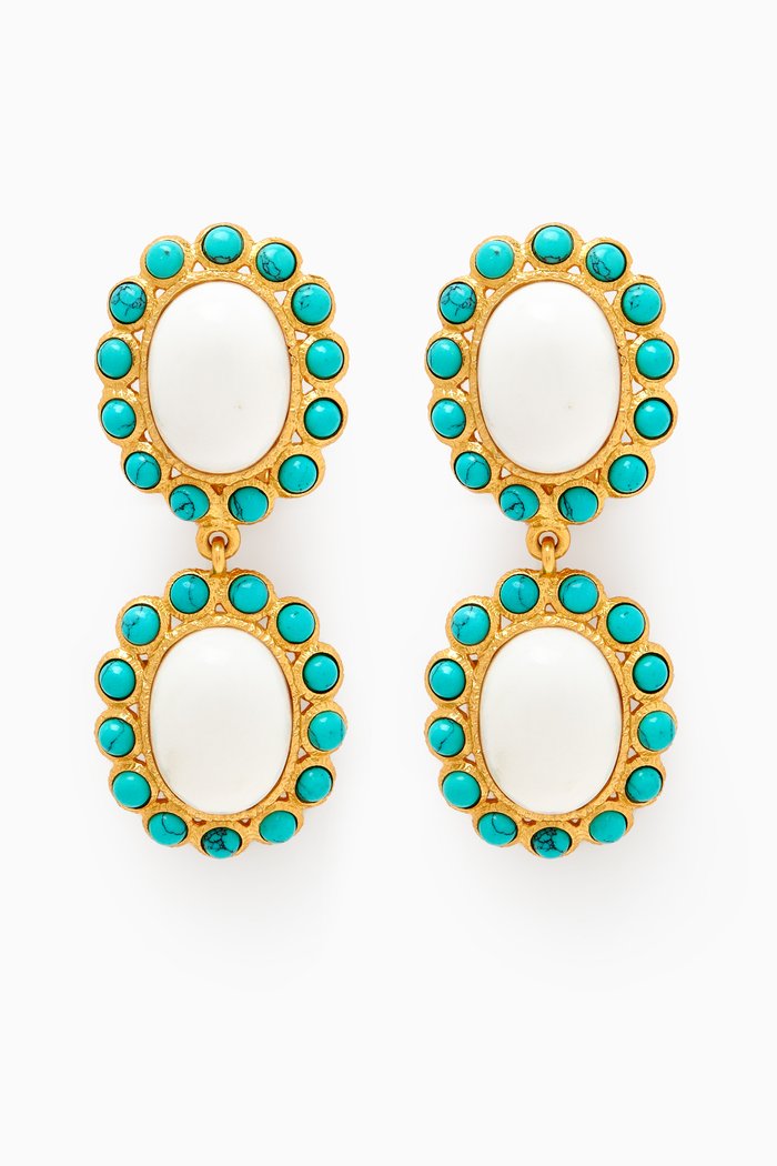 

Ada Clip Earrings in 24kt Gold-plated Brass, Blue
