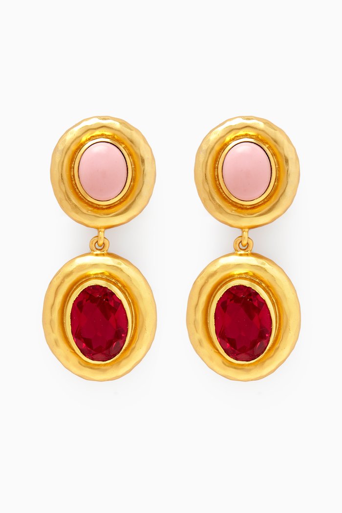 

Carla Clip Earrings in 24kt Gold-plated Brass, Pink