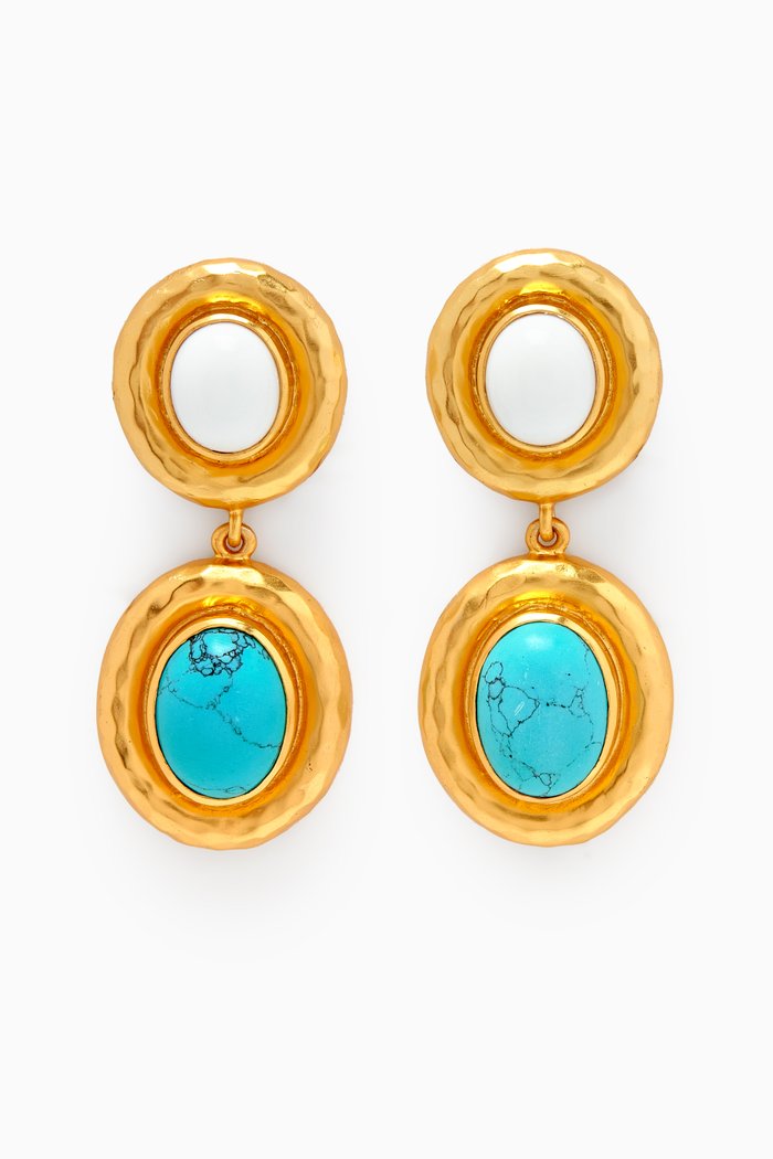 

Carla Clip Earrings in 24kt Gold-plated Brass, Blue