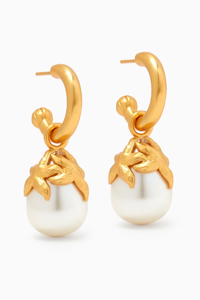 

Drop Earrings in 24kt Gold-plated Brass, White