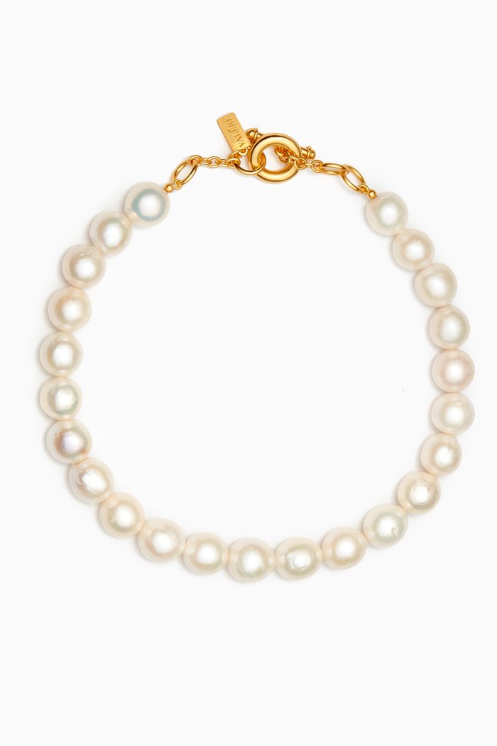 

Lucia Pearl Necklace in 24kt Gold-plated Brass, White