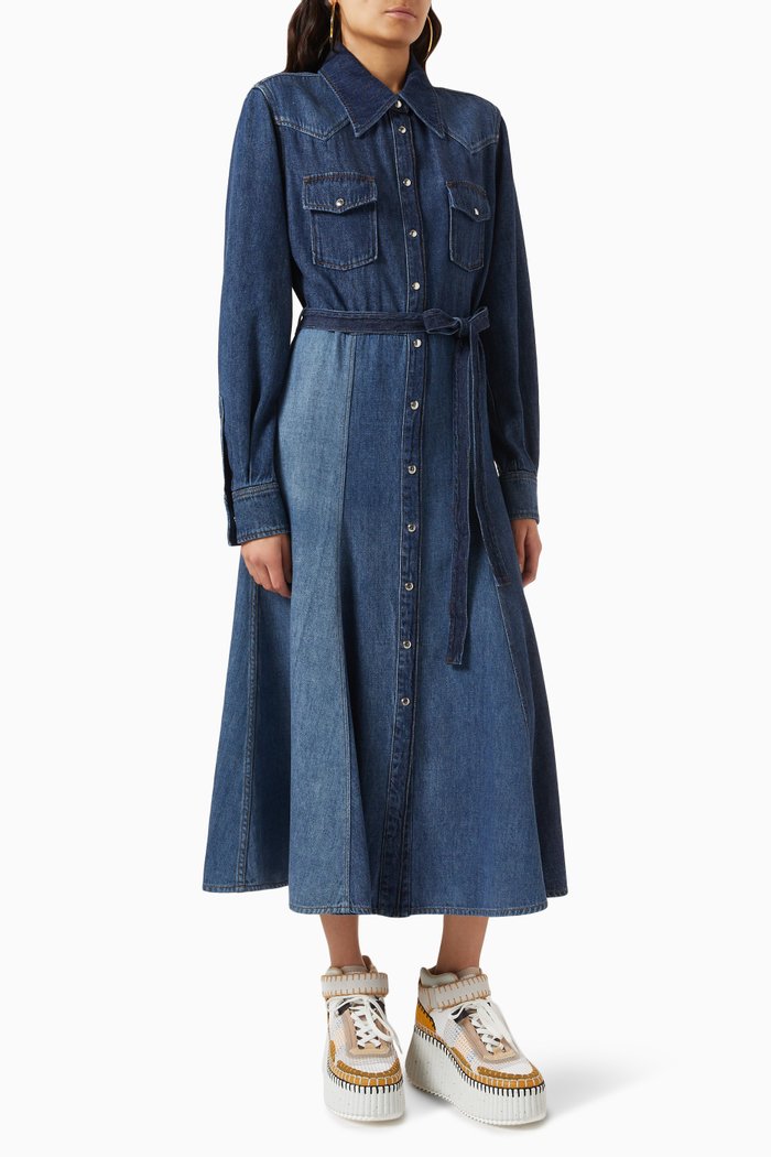 

Shirt Dress in Denim, Multicolour