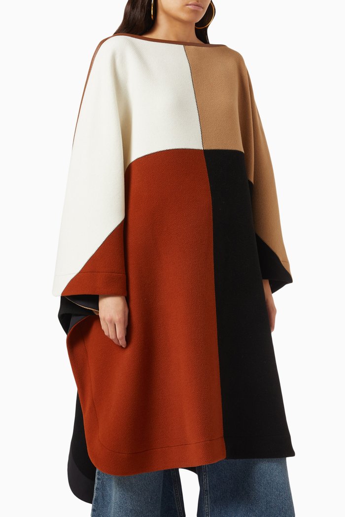 

Colour-block Poncho in Wool-blend, Multicolour