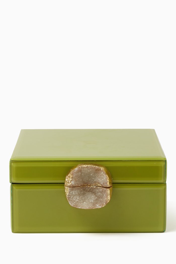 

Large Jewelry Box with Stone Knob, Green