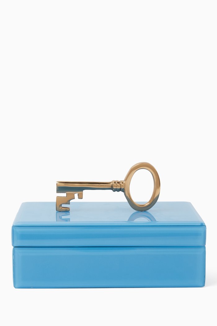 

Jewelry Box with Metal Key Accent, Blue