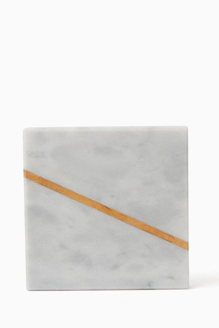 

Square Marble Coaster, White