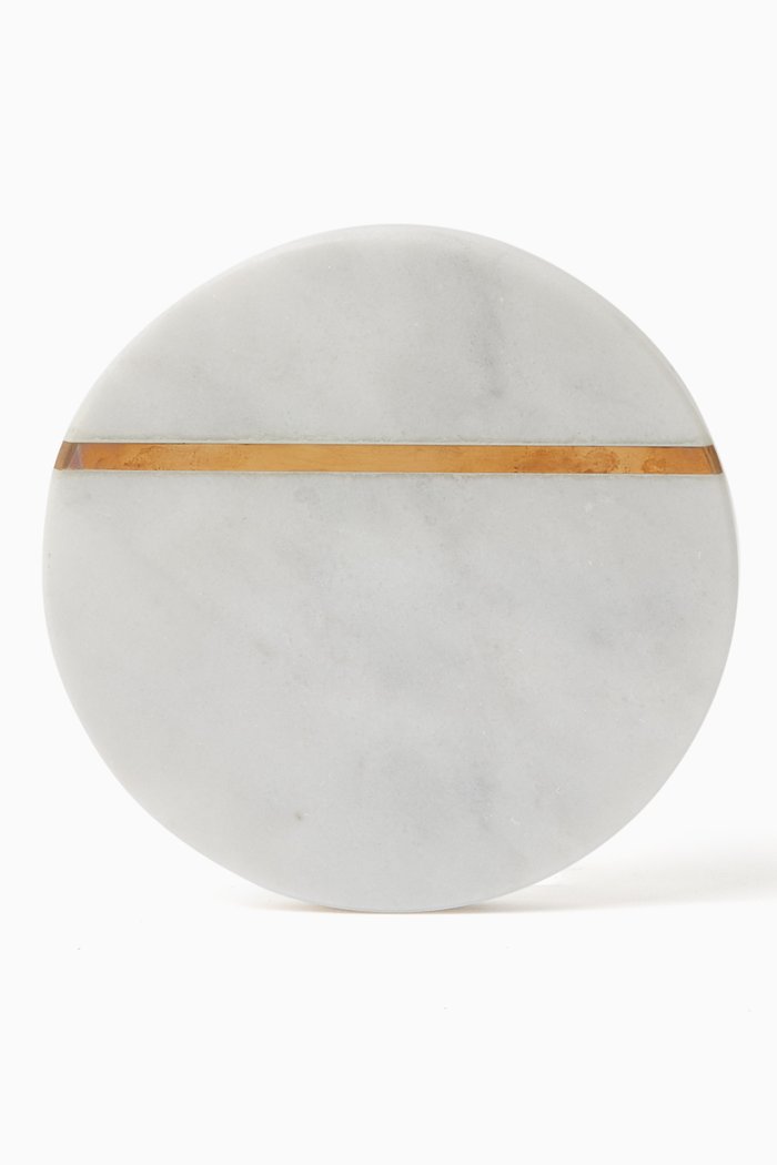 

Single Round Marble Coaster, White