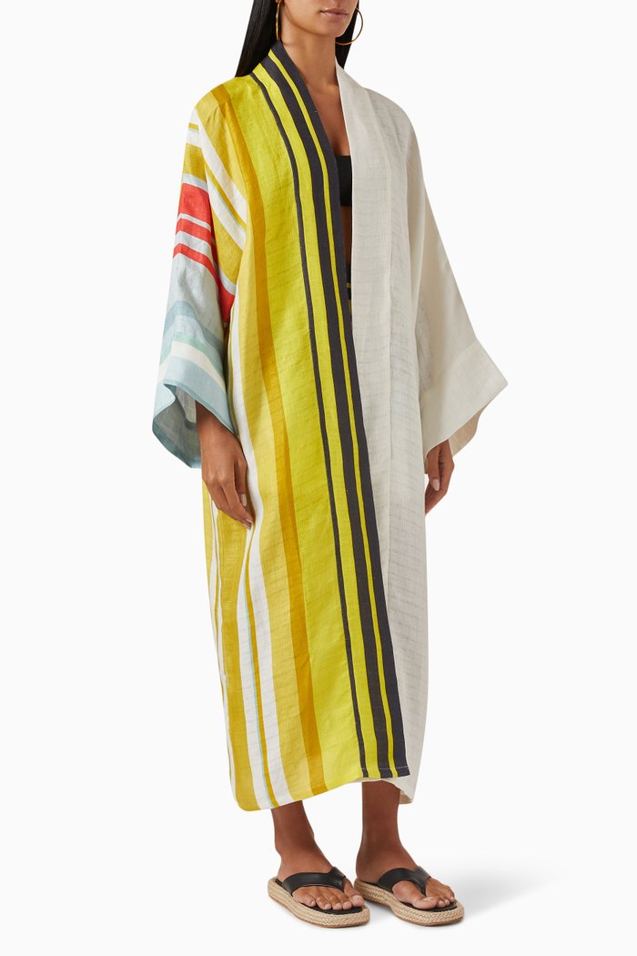 

Cairo Striped Kimono in Linen, Multicolour