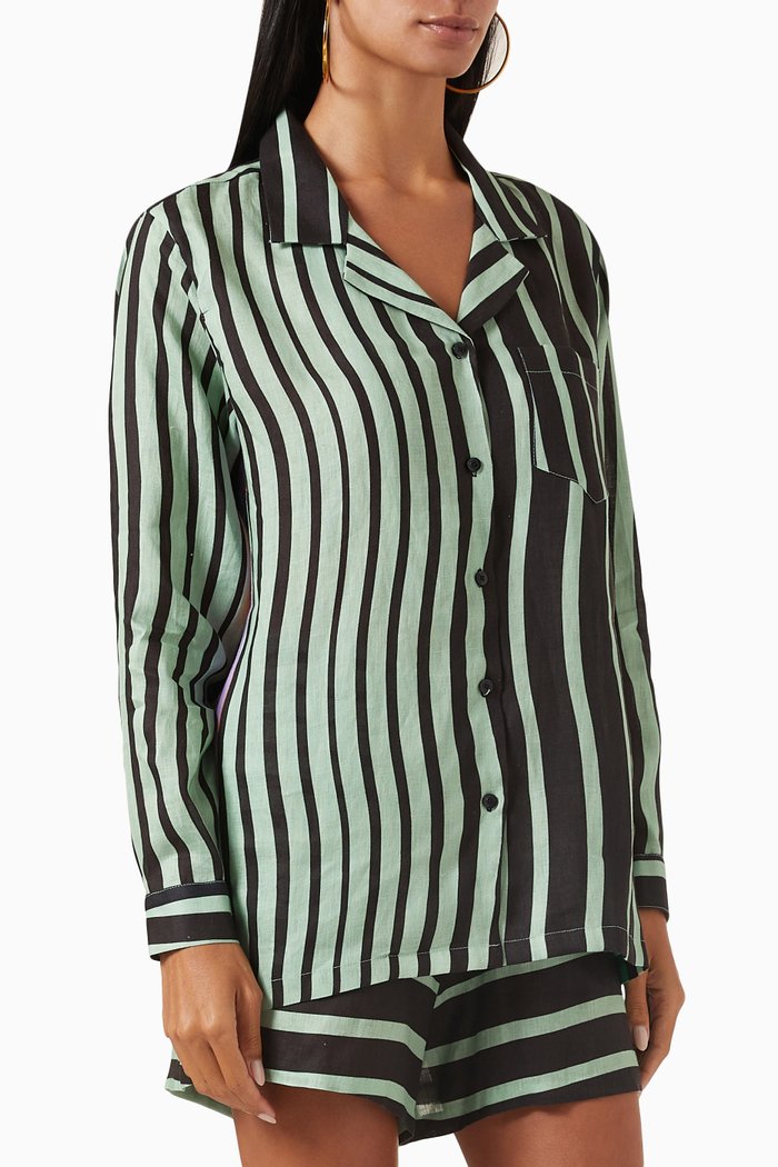 Alya Striped Shirt in Linen, Multicolour