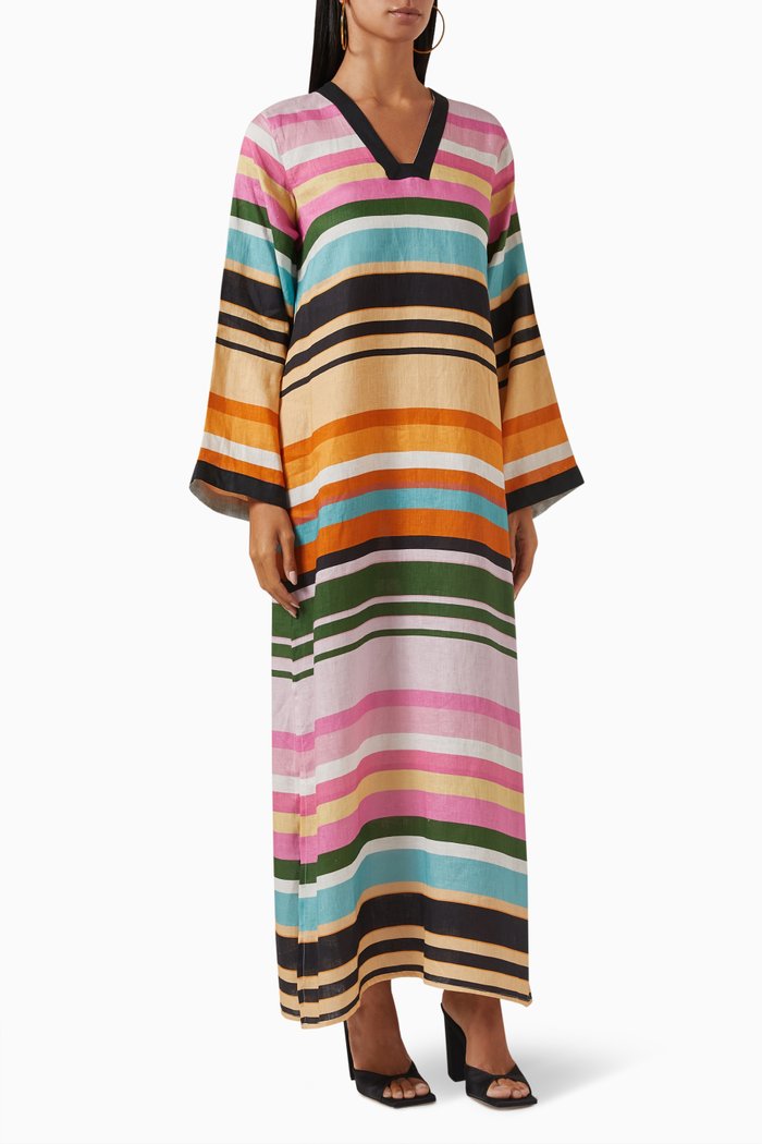 

Layla Rainbow Tunic in Linen, Multicolour