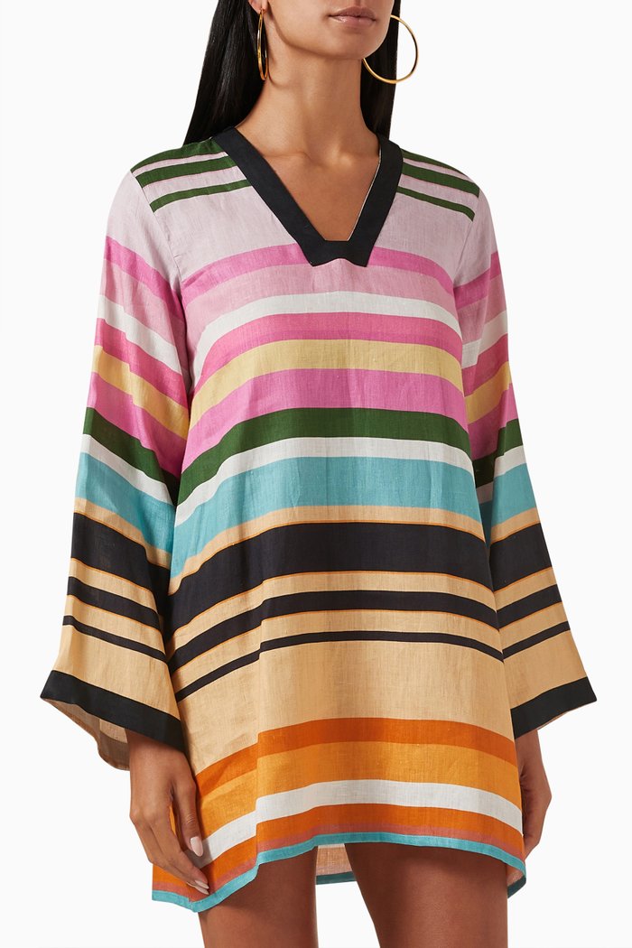

Layla Rainbow Tunic in Linen, Multicolour