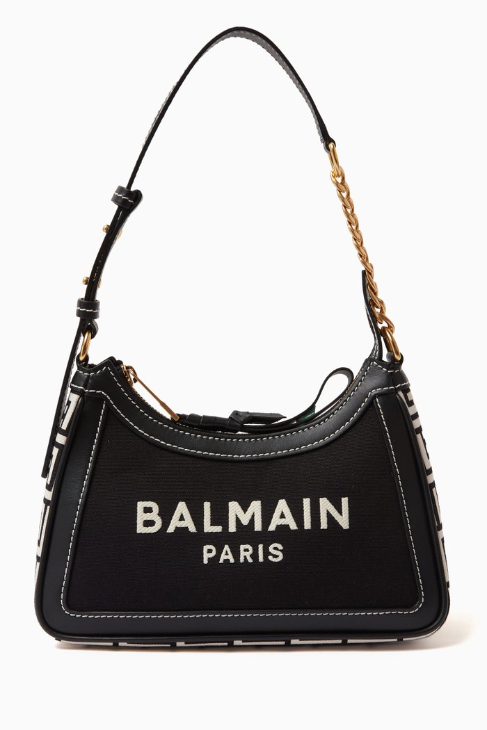 

B-Army Shoulder Bag in Canvas & Leather, Black