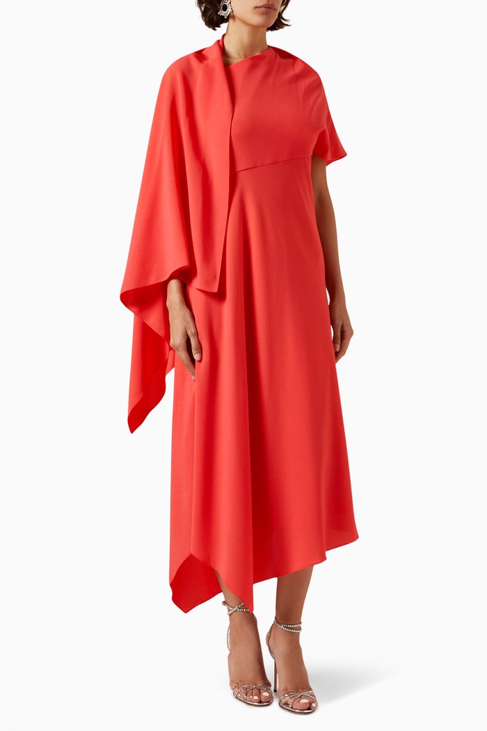 

Pascale Midi Dress in Crepe, Red