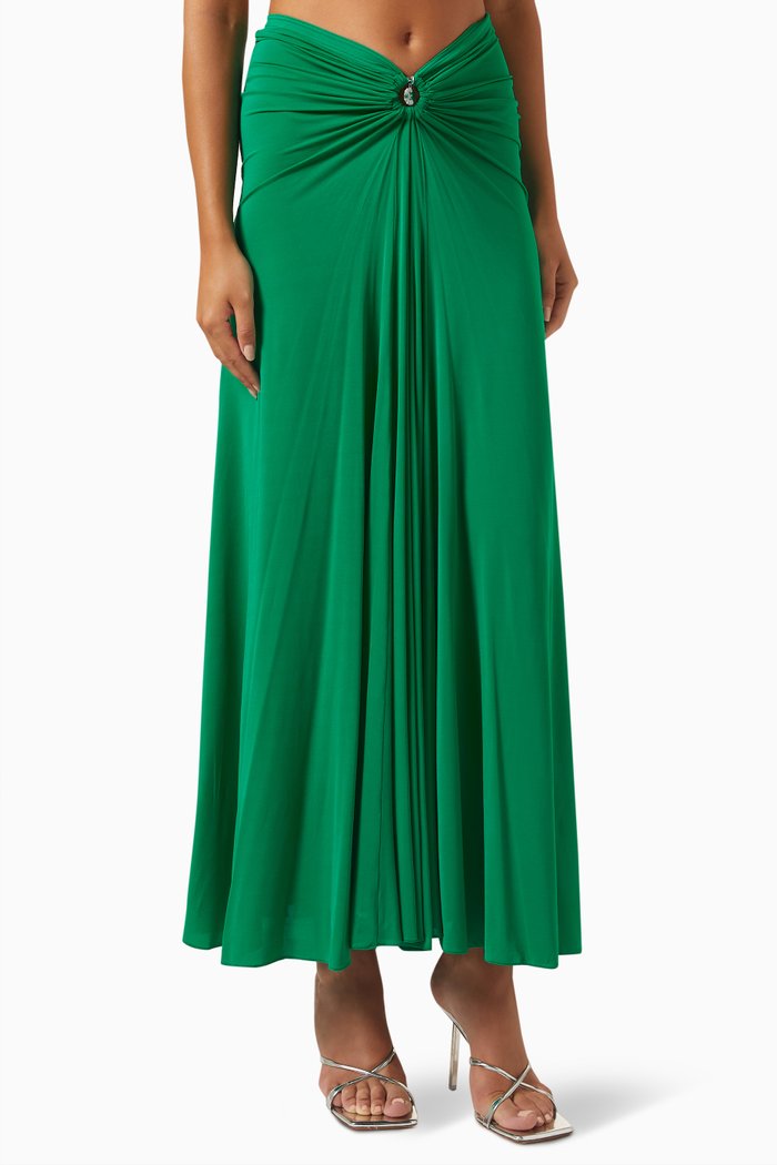 

Draped Maxi Skirt in Jersey, Green