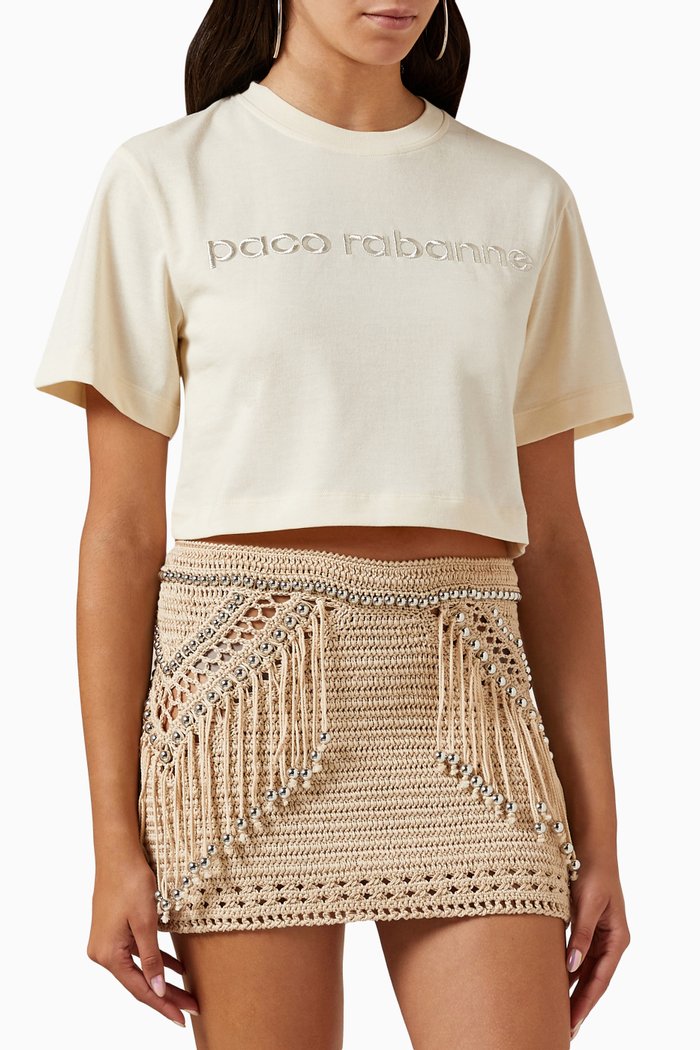 

Cropped Logo T-shirt in Jersey, Neutral