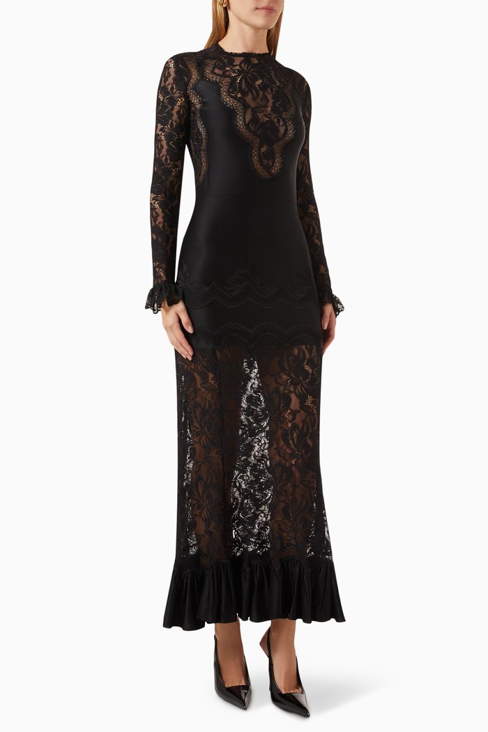 

Maxi Dress in Floral Lace, Black