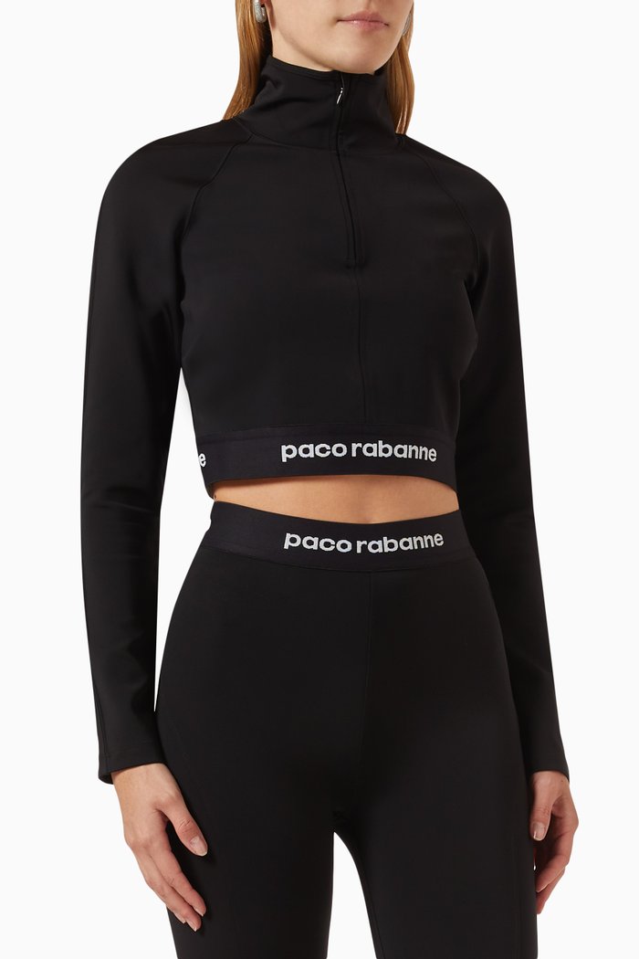 Logo-band Crop Top, Black
