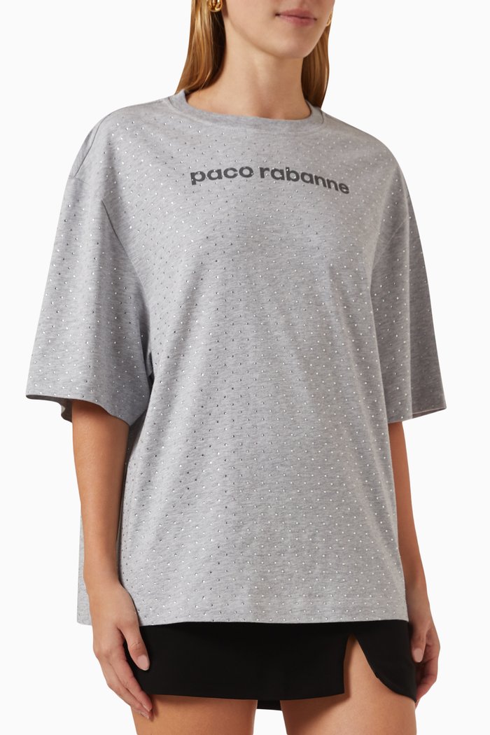 

Oversized Rhinestone Logo T-shirt, Grey