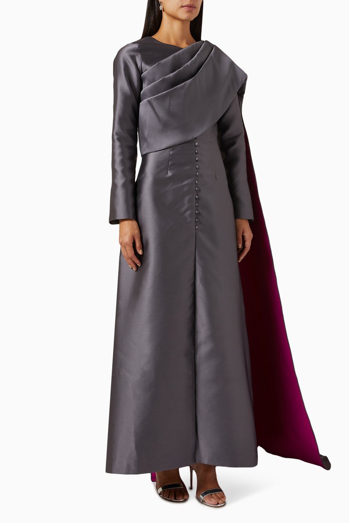 

Button Cape Dress, Grey