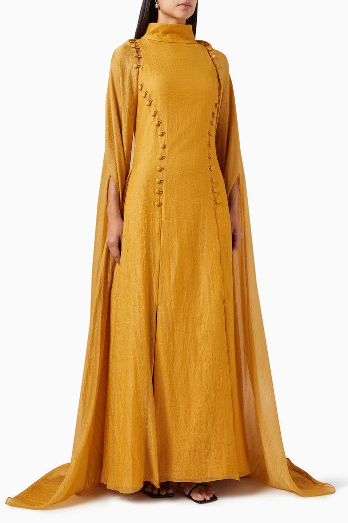 

Button Cape Dress, Yellow