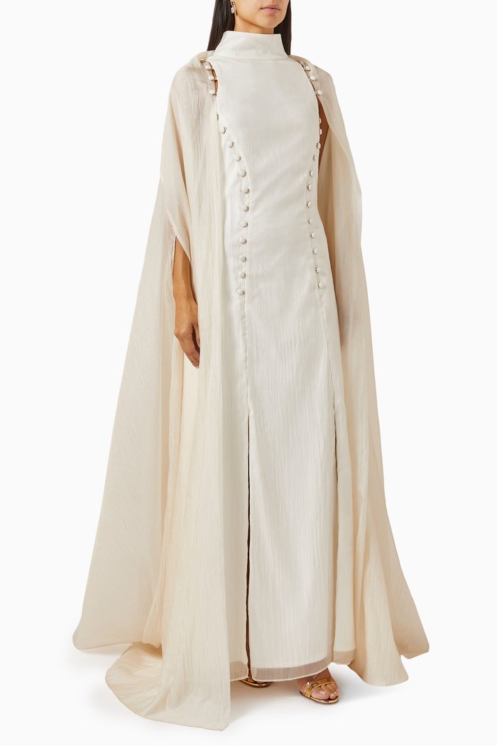 

Button Cape Dress, Neutral