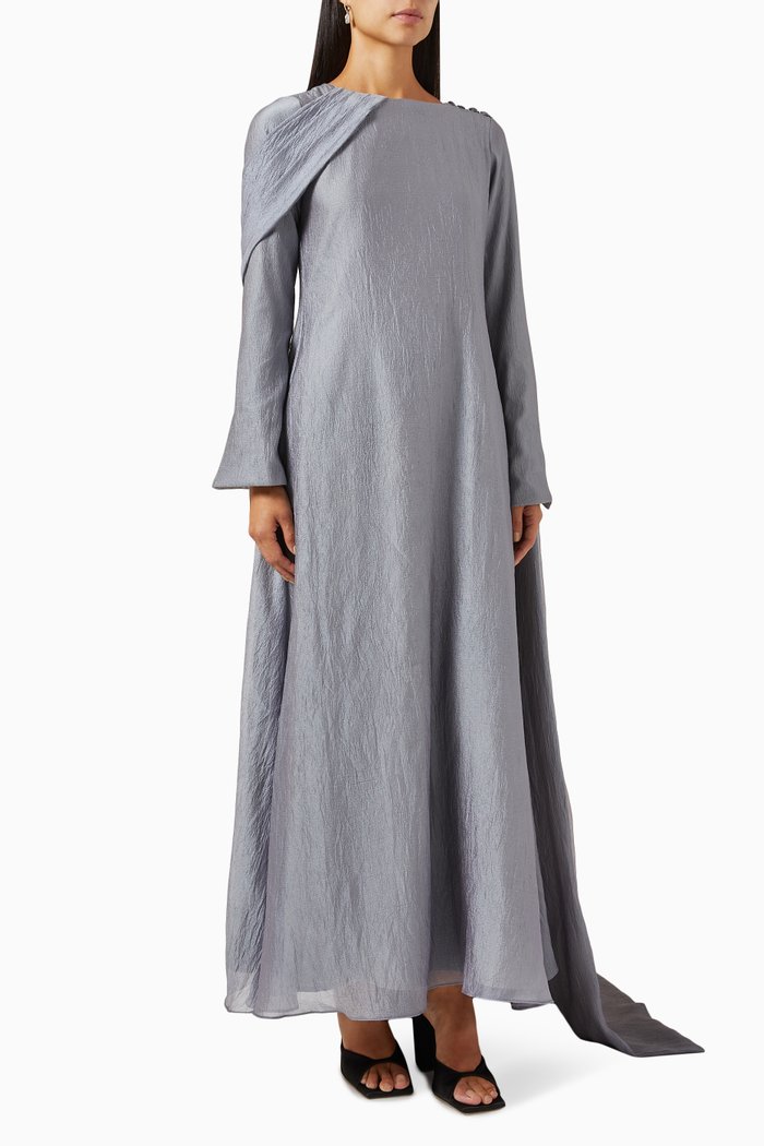 

Draped-cape Dress, Grey