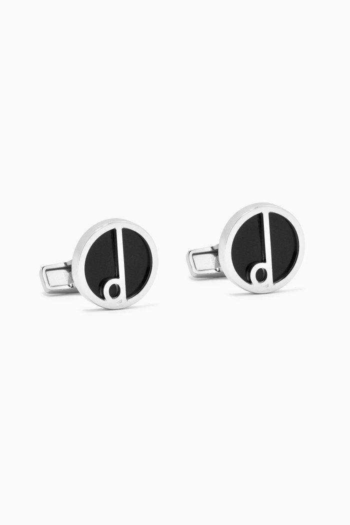 

Series D Logo Cufflinks in Sterling Silver, Black