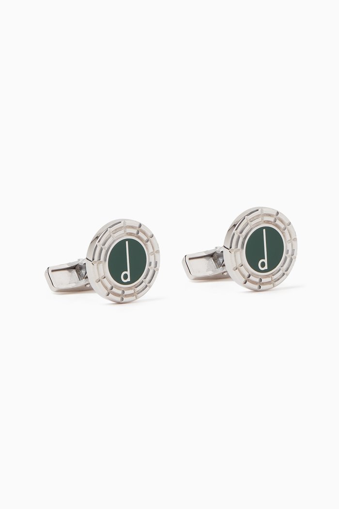 

Series D Rollagas Cufflinks in Sterling Silver, Green