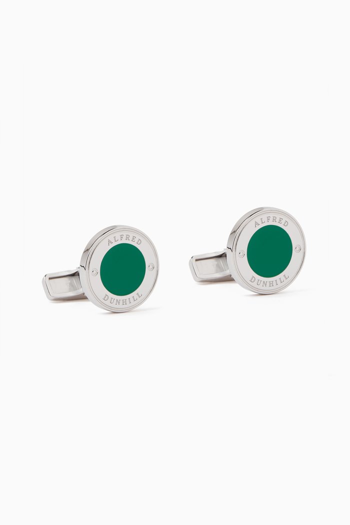 

Lock Disc Cufflinks in Sterling Silver, Green