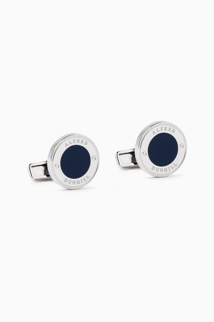 

Lock Disc Cufflinks in Sterling Silver, Blue