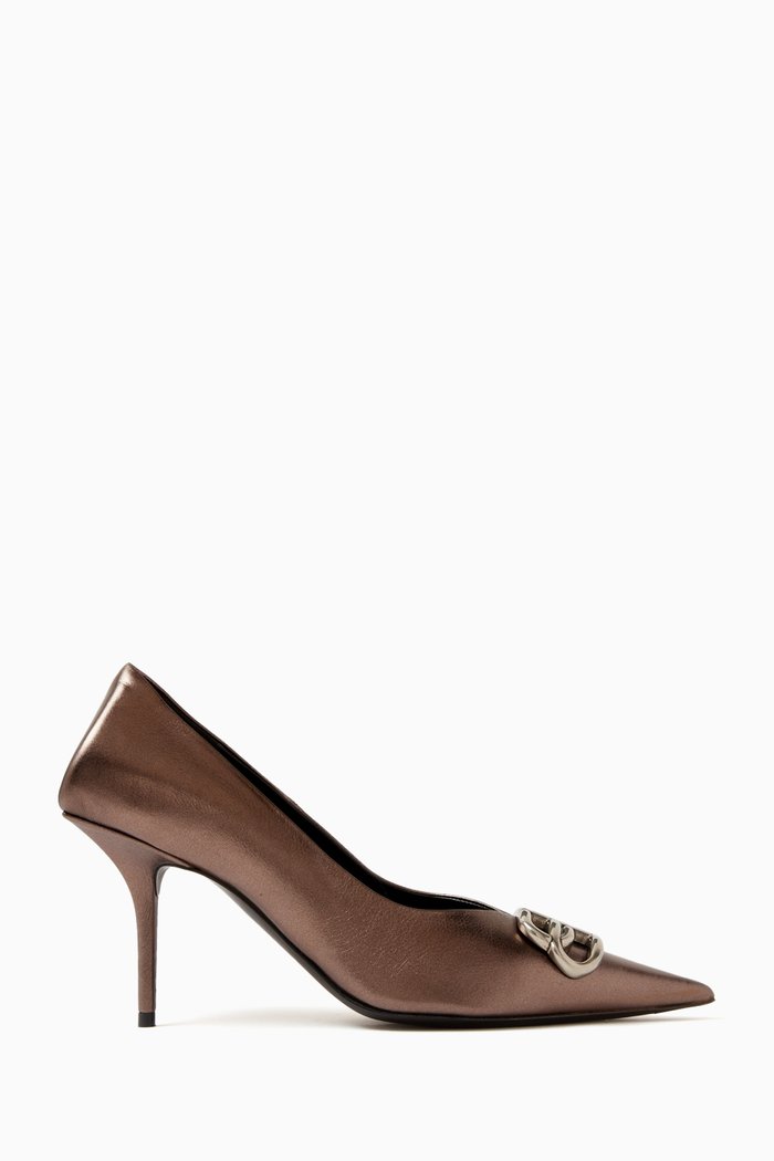 Square Knife BB 80 Pumps in Metallic-effect Calfskin