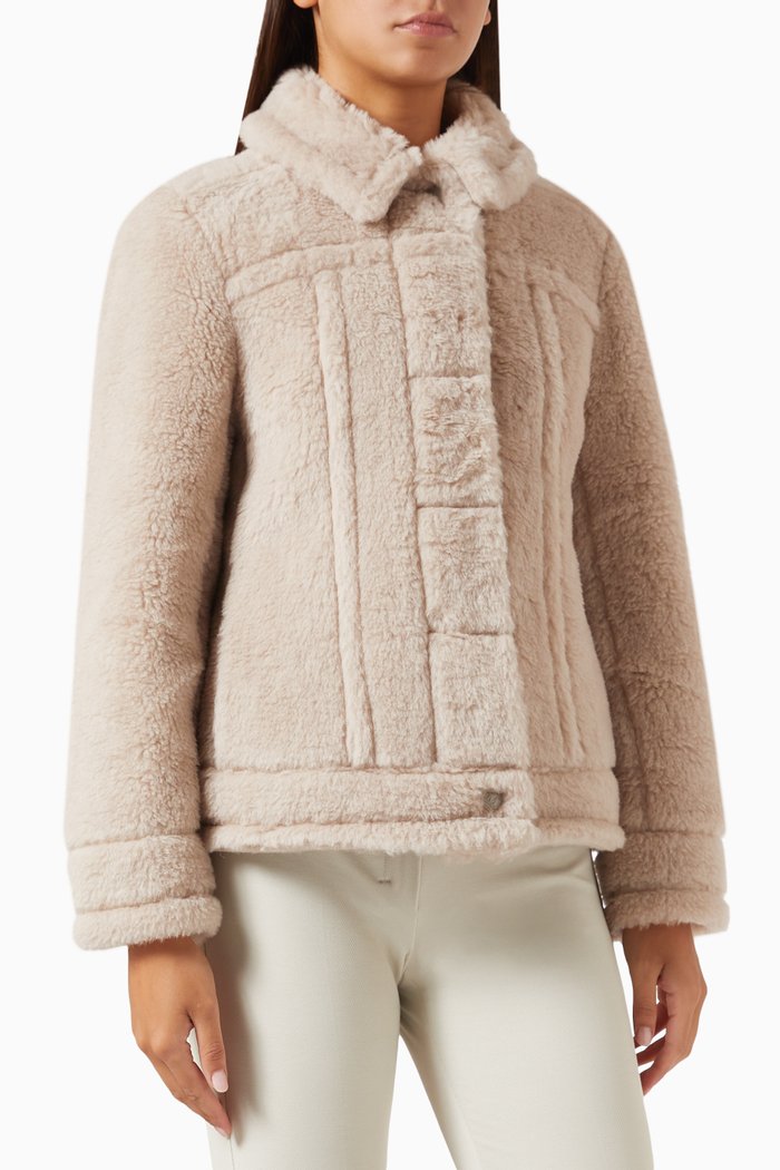 

Teddino Short Coat in Wool Blend, Neutral