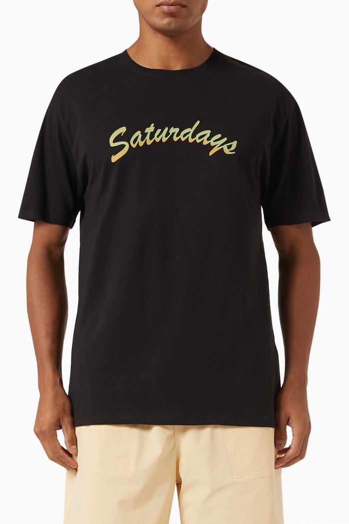 Graphic Logo Print T-shirt in Cotton Jersey, Black