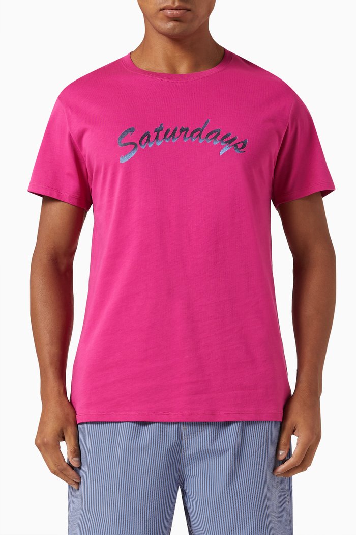 Graphic Logo Print T-shirt in Cotton Jersey, Pink